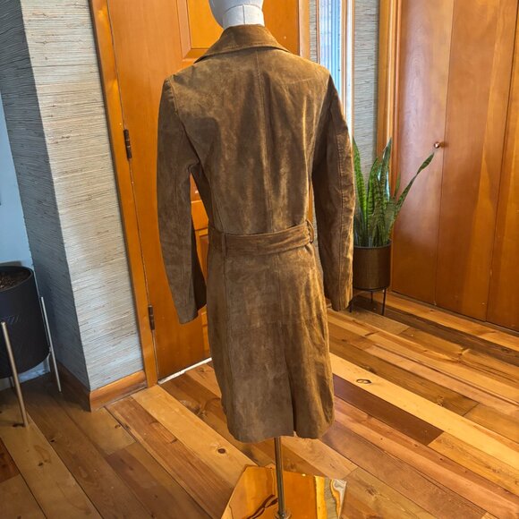 Express Brown Suede Trench Coat - Picture 5 of 6
